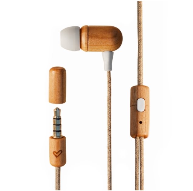 Energy Sistem Earphones Eco Cherry Wood (Mini jack, In-ear, Sustainable Wood, Hemp cable, Mic, Control talk)