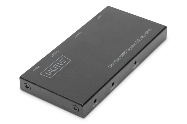Digitus DS-45322 Digitus Ultra tenký HDMI Rozbočovač, 1x2, 4K / 60Hz HDR, HDCP 2.2, 18 Gbps, Micro USB napájeno