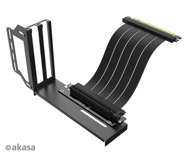 AKASA Riser black Pro, vertikálni VGA držák - AK-CBPE02-20B AKASA RISER BLACK PRO, Vertical GPU Holder + Premium PCIe 3.0 Riser cable