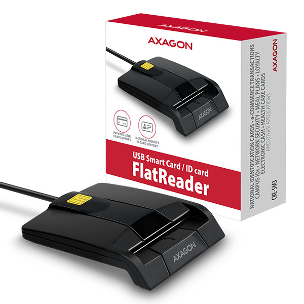 AXAGON CRE-SM3, USB externí FlatReader čtečka Smart card