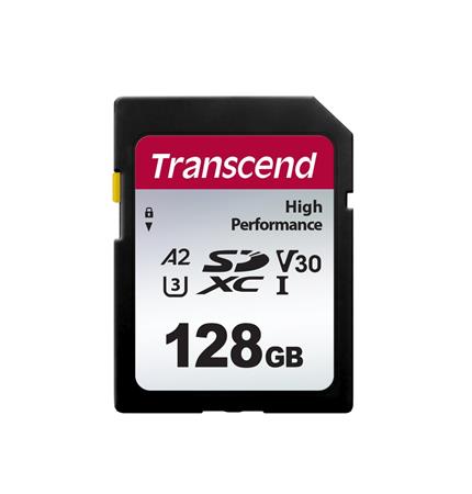 Transcend 128GB SDXC 330S UHS-I U3 V30 A2 paměťová karta, 100 MB/s R, 85 MB/s W