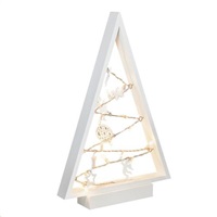 Solight LED dřevěný vánoční stromek s ozdobami, 15LED, přírodní dřevo, 37cm, 2x AA - 1V221