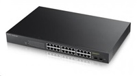 Zyxel GS1900-24HP v2 26-port Gigabit Web Smart PoE Switch, 24x gigabit RJ45, 2x SFP, PoE budget 170W