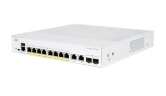 Cisco CBS350-8P-E-2G Cisco switch CBS350-8P-E-2G, 8xGbE RJ-45, 2xGbE RJ-45/SFP combo, fanless, PoE+, 67W