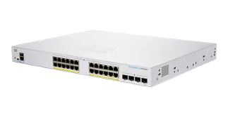 Cisco switch CBS350-24P-4X, 24xGbE RJ45, 4x10GbE SFP+, fanless, PoE+, 195W