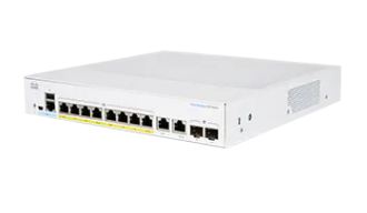 Cisco CBS350-8FP-2G Cisco switch CBS350-8FP-2G, 8xGbE RJ45, 2xGbE RJ45/SFP combo, fanless, PoE+, 120W
