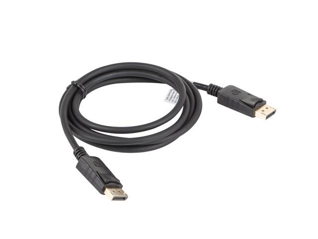 LANBERG připojovací kabel DisplayPort 1.2 M/M, 4K@60Hz, délka 1,8m, černý, se západkou, zlacené konektory