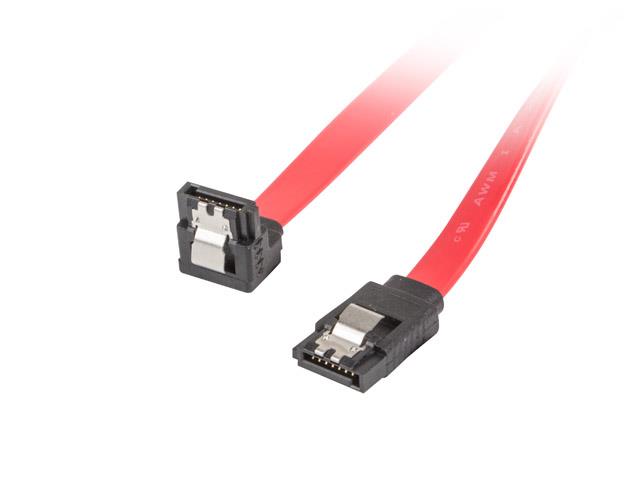 Lanberg SATA III datový kabel (6GB/S) F / F 50cm úhlový / rovný, kovová západka, červený CA-SASA-13CU-0050-R LANBERG SATA III datový kabel (6GB/S) F / F 50cm úhlový / rovný, kovová západka, červený
