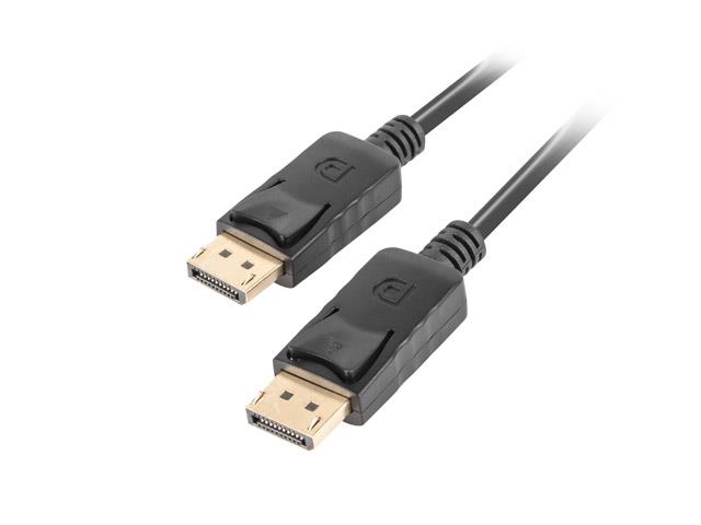 LANBERG připojovací kabel DisplayPort 1.2 M/M, 4K@60Hz, délka 3m, černý, se západkou, zlacené konektory