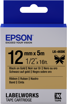 EPSON POKLADNÍ SYSTÉMY Epson zásobník se štítky – saténový pásek, LK-4KBK černá / zlatá, 12 mm (5 m) C53S654001 Epson zásobník se štítky – saténový pásek, LK-4KBK černá / zlatá, 12 mm (5 m)