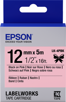 EPSON POKLADNÍ SYSTÉMY Epson zásobník se štítky – saténový pásek, LK-4HKK, černá/růžová, 12 mm (5 m) C53S654031 Epson zásobník se štítky – saténový pásek, LK-4HKK, černá/růžová, 12 mm (5 m)