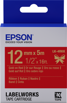EPSON POKLADNÍ SYSTÉMY Epson zásobník se štítky – saténový pásek, LK-4HKK, zlatá/červená, 12 mm (5 m) C53S654033 Epson zásobník se štítky – saténový pásek, LK-4HKK, zlatá/červená, 12 mm (5 m)