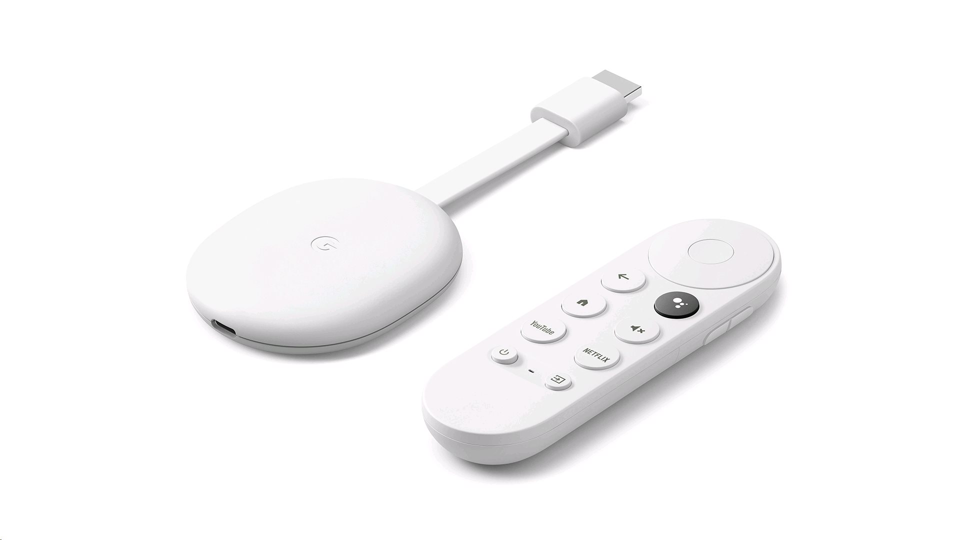 Google MMC Chromecast 4/ Google TV/ 4K Ultra HD/ USB-C/ HDMI/ Wi-Fi/ Google Android TV OS/ USB adaptér/ bílý