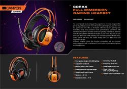 CANYON herní headset Corax GH-5A, USB + 3,5mm jack, ovládání hlasitosti, 2v1, 3.5mm adaptér, kabel 2m, černý