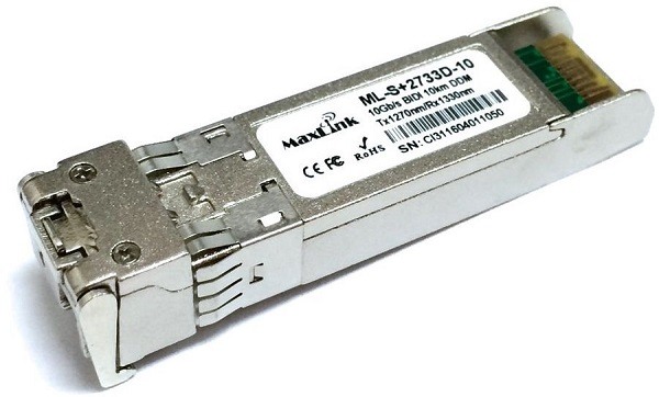 MaxLink 10G SFP+ optický modul, WDM(BiDi), SM, Tx 1270/Rx1330nm, 20km, 1x LC konektor, DDM