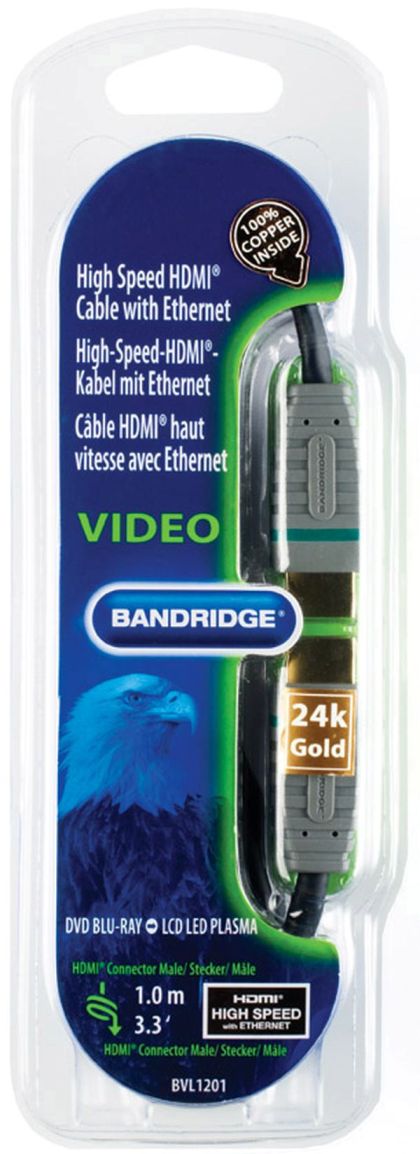 Bandridge HDMI digitální kabel s Ethernetem, 1m, BVL1201