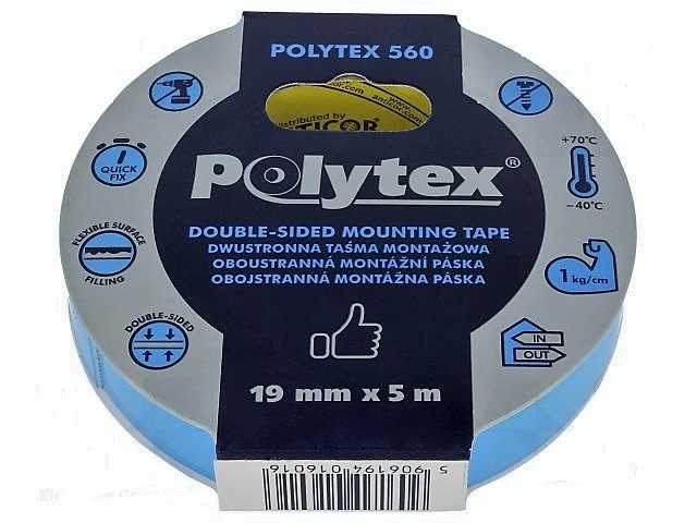 Anticor Polytex 560 19 mm x 5 m Páska lepící pěnová oboustranná montážní 19/5 POLYTEX 560