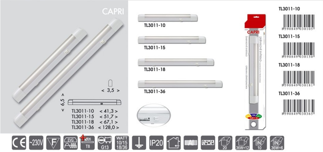 Svítidlo zářivkové CAPRI 36W s elektronickým předřadníkem TL3011-36