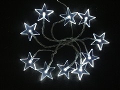 Solight LED vánoční řetěz, hvězdy, 1,5m, 10x LED, 2x AA, bílé světlo - 1V52-W
