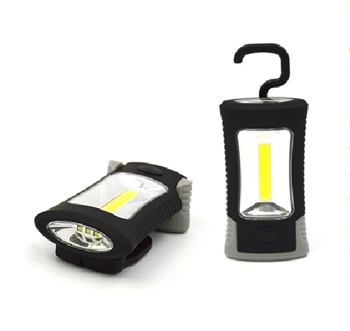 Solight LED svítilna pracovní, 120+40lm, 3W COB + 3 SMD LED, hák + magnet, 3 x AAA - WL108