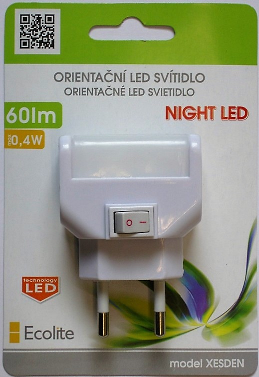Noční LED svítidlo ECOLITE 0,4W, bílé s vypínačem XESDEN