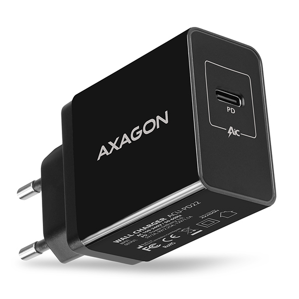 AXAGON ACU-PD22 AXAGON ACU-PD22, PD nabíječka do sítě 22W, 1x USB-C port, PD3.0/QC3.0/AFC/FCP/Apple