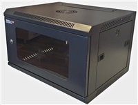 LEXI-Net 19" nástěnný rozvaděč 9U, šířka 600mm, hloubka 450mm, nosnost 60 kg, skleněné dveře, rozložený, černý