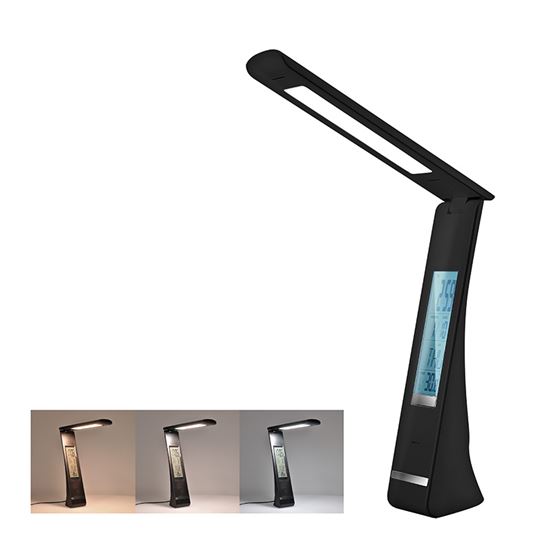 Solight LED stolní lampička nabíjecí, 5W, display, změna chromatičnosti, USB, černá - WO58-B