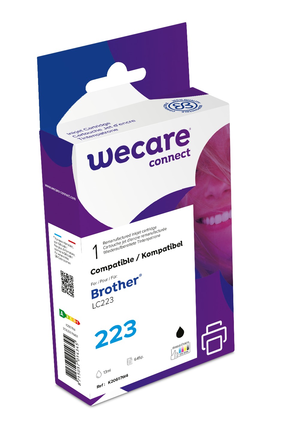 WeCare Brother LC223BK - kompatibilní WECARE ARMOR cartridge pro Brother DCP-J4120DW, MFC-J4420DW, 4620DW, 4120DW, 4625DW (LC223BK), černá/black, 12ml, 600str