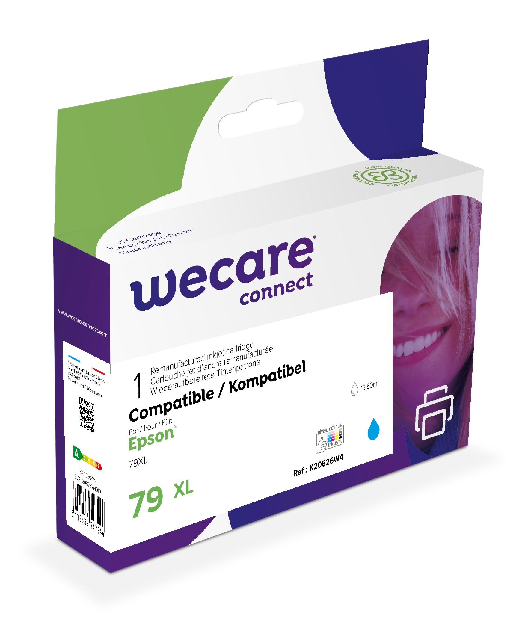 WeCare Epson C13T79024010 - kompatibilní WECARE ARMOR cartridge pro Epson WorkForce Pro WF-5110, 5190, 5620, 5690 (C13T79024010), modrá/cyan, 19,5ml, 2000str