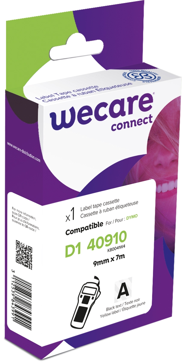 WECARE ARMOR páska kompatibilní s DYMO S0720670,Black/Transparent,9MM*7M