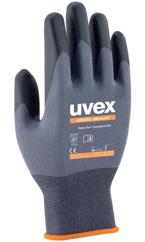 UVEX Rukavice Athletic allround (10ks) vel. 10 /přesné a všeob. práce /suché a mírne vlhké prostředí /polymér