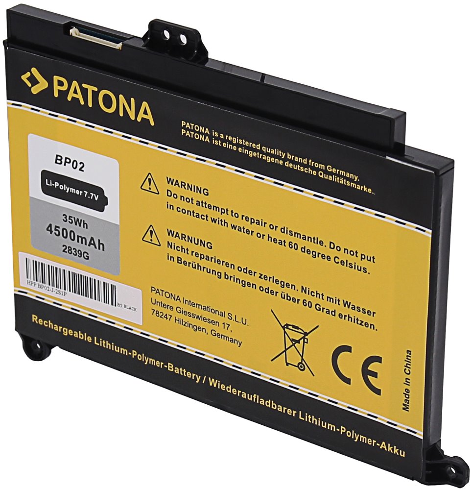 PATONA baterie pro ntb HP Pavilion PC 15 AU 4500mAh Li-Pol 7,7V BP02XL, HSTNN-LB7H
