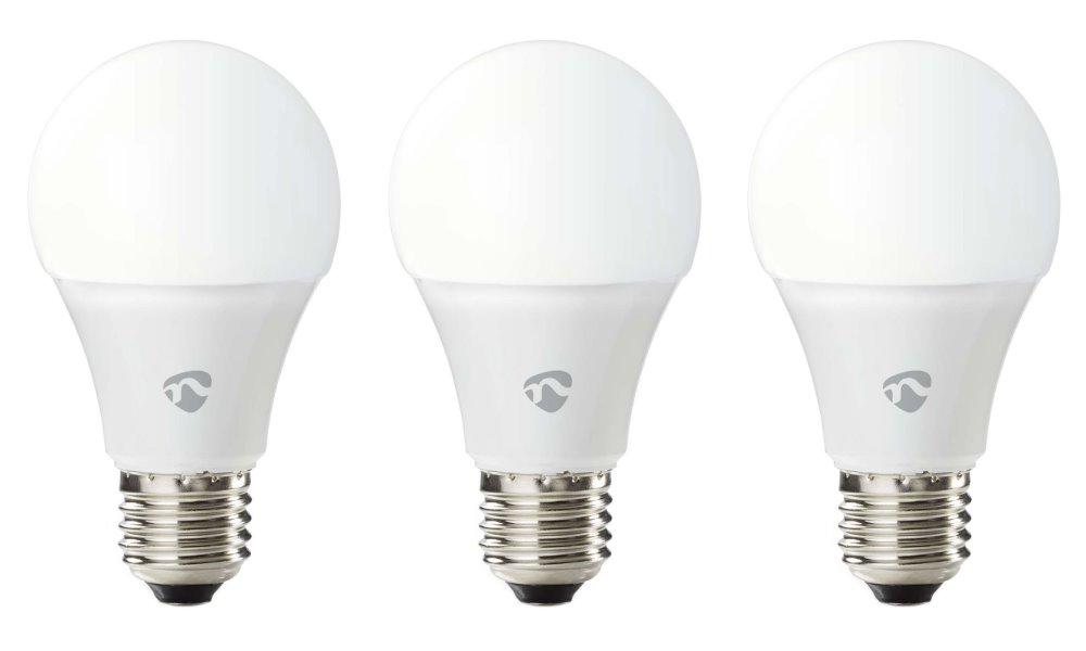 Nedis WIFILW32WTE27- Wi-Fi Chytrá LED Žárovka | E27 | A60| 9 W | 800 lm | Teplá Bílá 3ks, F