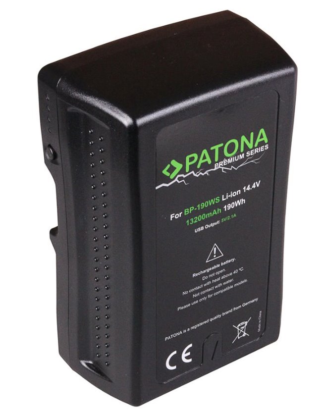 PATONA baterie V-mount pro digitální kameru Sony BP-190W 13200mAh Li-lon 14,4V 190Wh Premium