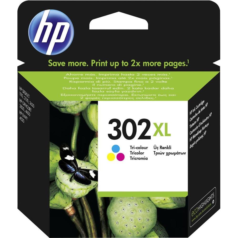 HP inkoustová kazeta 302XL tricolor CMY F6U67AE originál