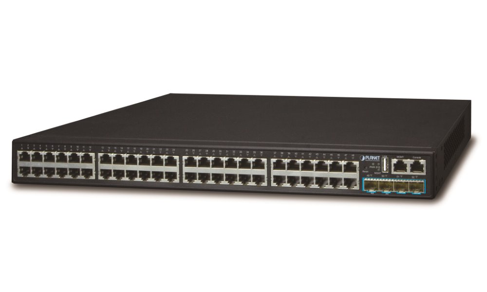 Planet SGS-6341-48T4X L3 switch, 48x1Gb, 4x10Gb SFP+, HW/IP stack, VSF/Cluster
