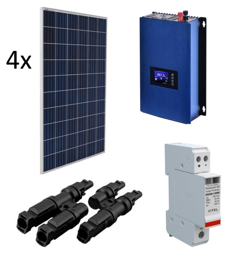 Solarmi GridFree 1000 solární elektrárna 1kW GTIL měnič s limiterem + 4x 290Wp solární panel