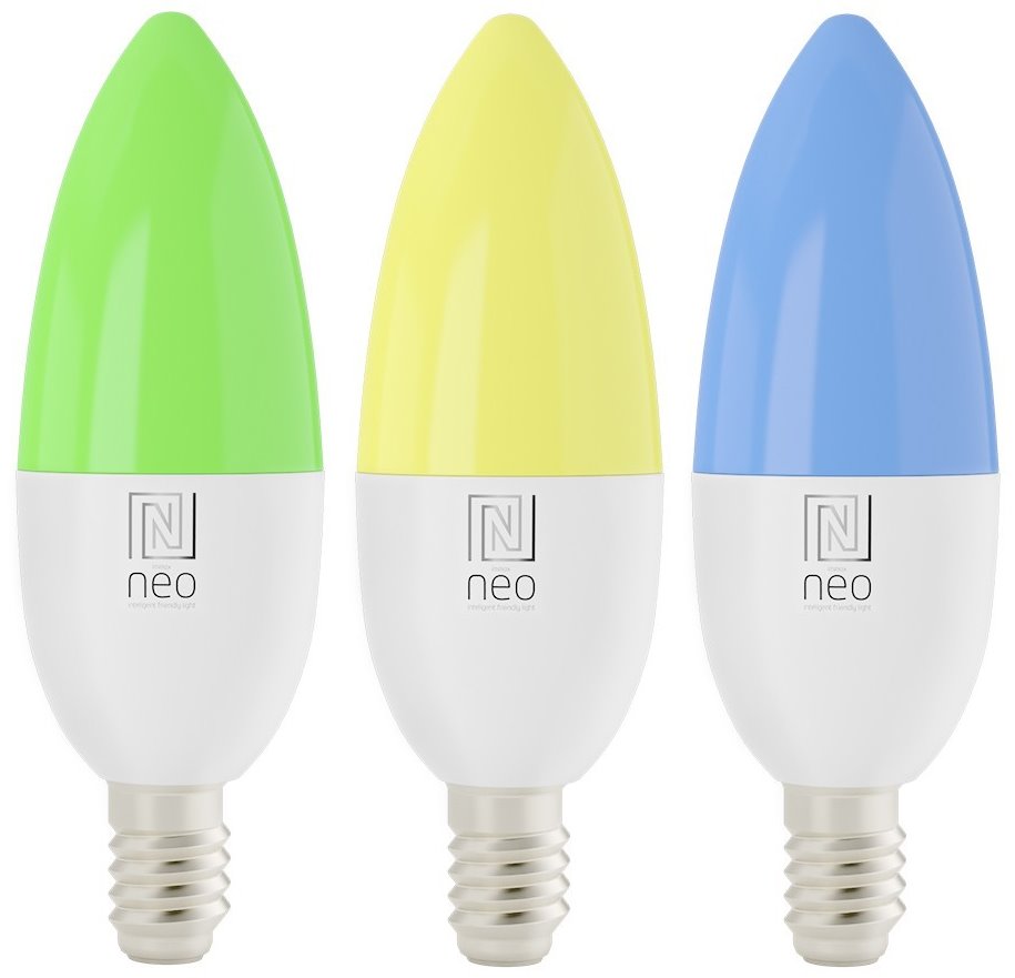 IMMAX NEO SMART sada 3x žárovka LED E14 6W RGB+CCT barevná a bílá, stmívatelná, Wi-Fi, TUYA