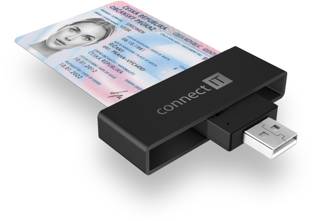 Connect IT USB čtečka eObčanek a čipových karet, černá