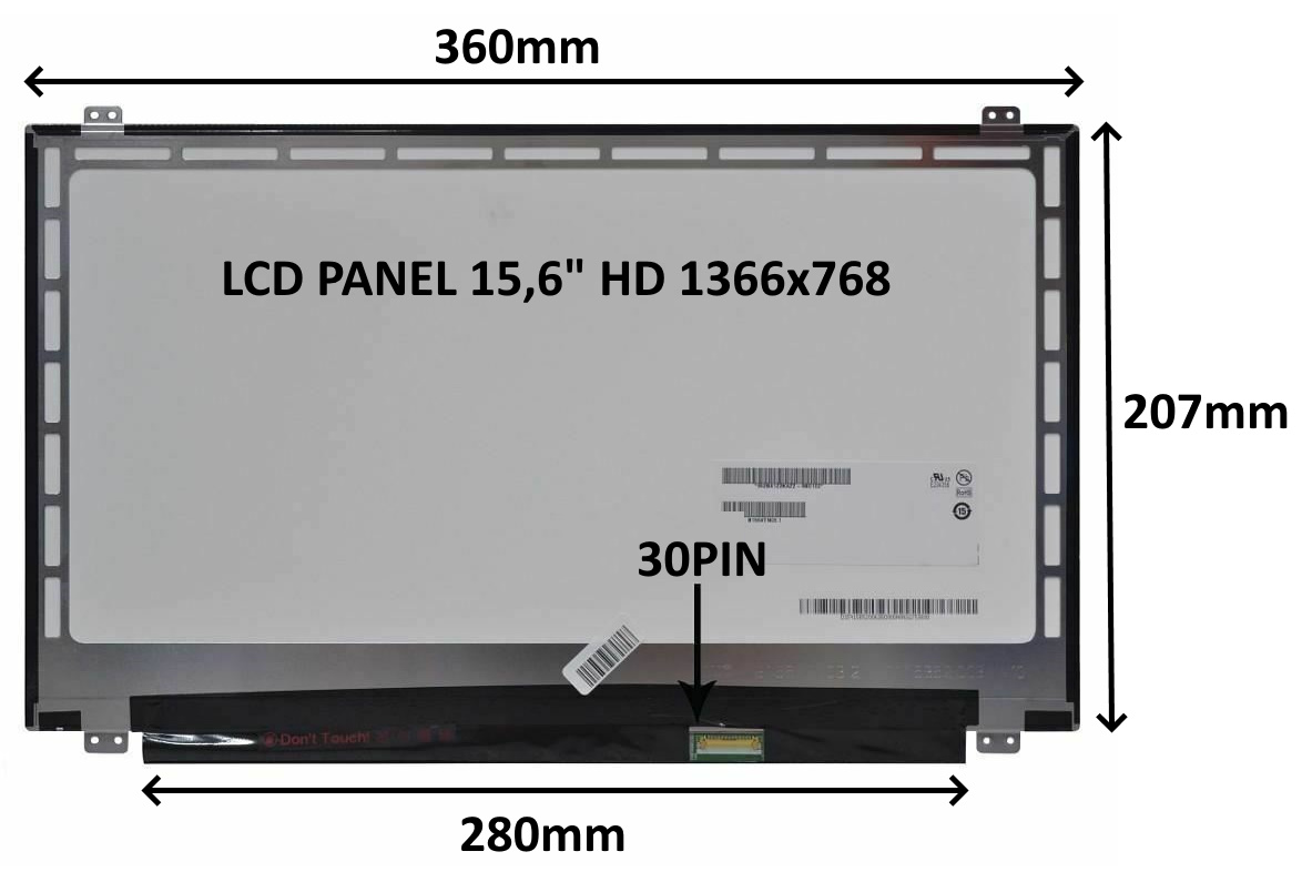 SIL LCD PANEL 15,6" HD 1366x768 30PIN MATNÝ / ÚCHYTY NAHOŘE A DOLE 77046770 LCD PANEL 15,6" HD 1366x768 30PIN MATNÝ / ÚCHYTY NAHOŘE A DOLE