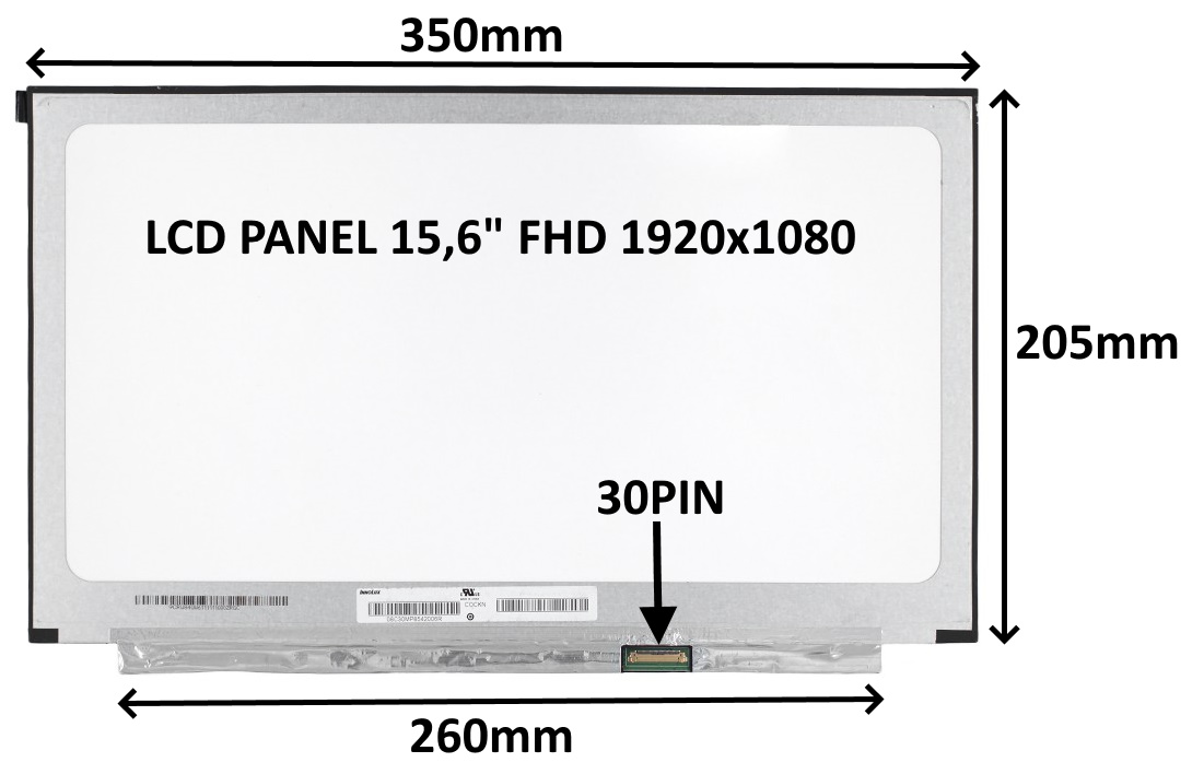 LCD PANEL 15,6" FHD 1920x1080 30PIN MATNÝ IPS / BEZ ÚCHYTŮ 77030215 LCD PANEL 15,6" FHD 1920x1080 30PIN MATNÝ IPS / BEZ ÚCHYTŮ