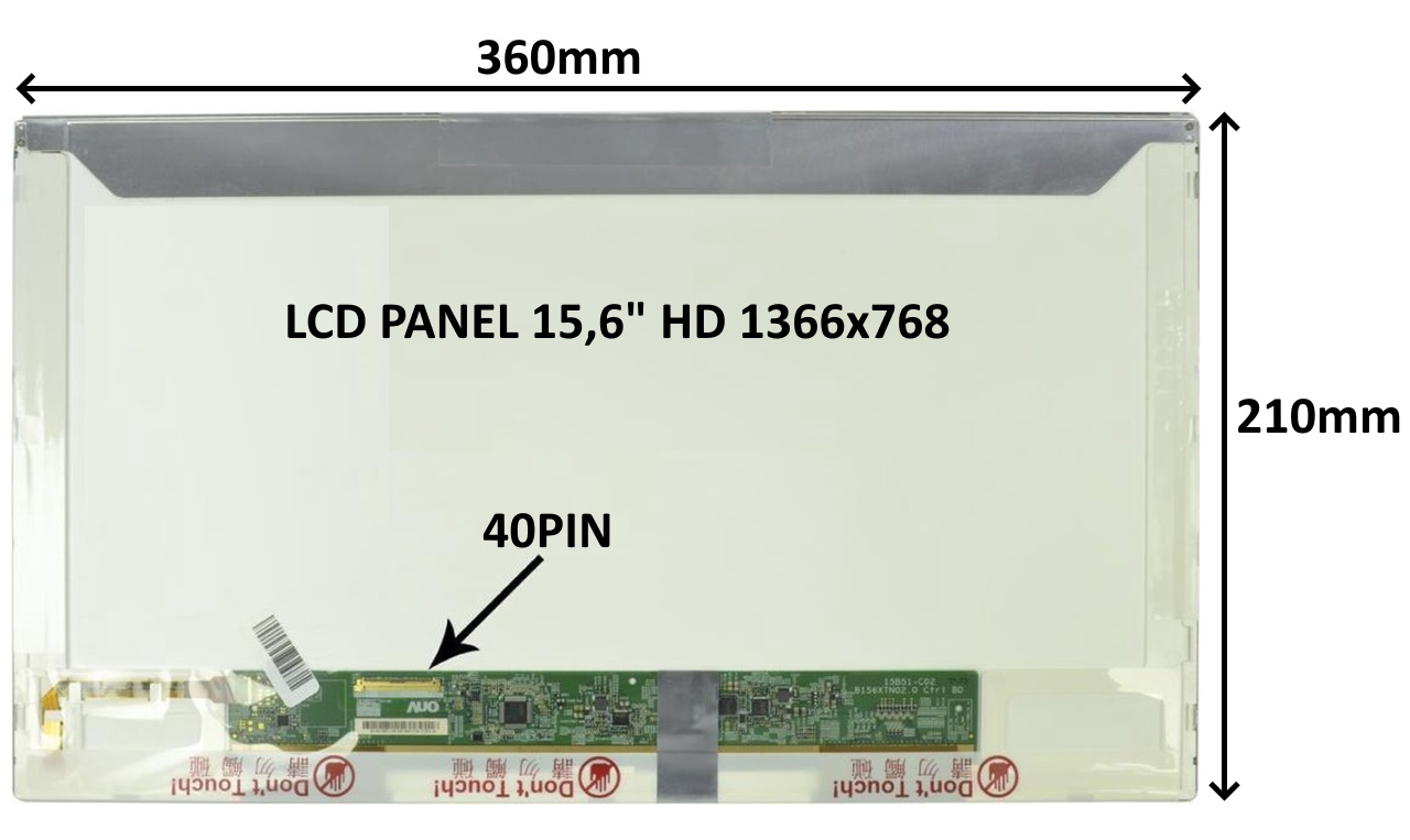 SIL LCD PANEL 15,6" HD 1366x768 40PIN LESKLÝ / ŠROUBOVÁNÍ Z BOKŮ 77024194 LCD PANEL 15,6" HD 1366x768 40PIN LESKLÝ / ŠROUBOVÁNÍ Z BOKŮ