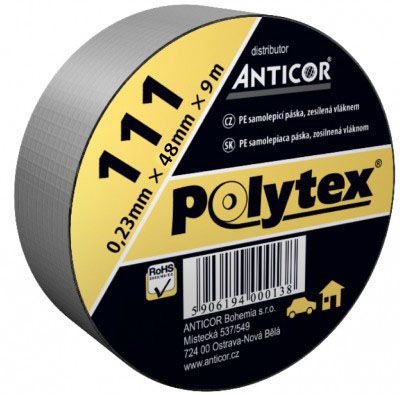 Anticor Polytex 111 48 mm x 9 m stříbrnošedá Páska textilní univerzální 48mm/9m POLYTEX 111 stříbrná Anticor