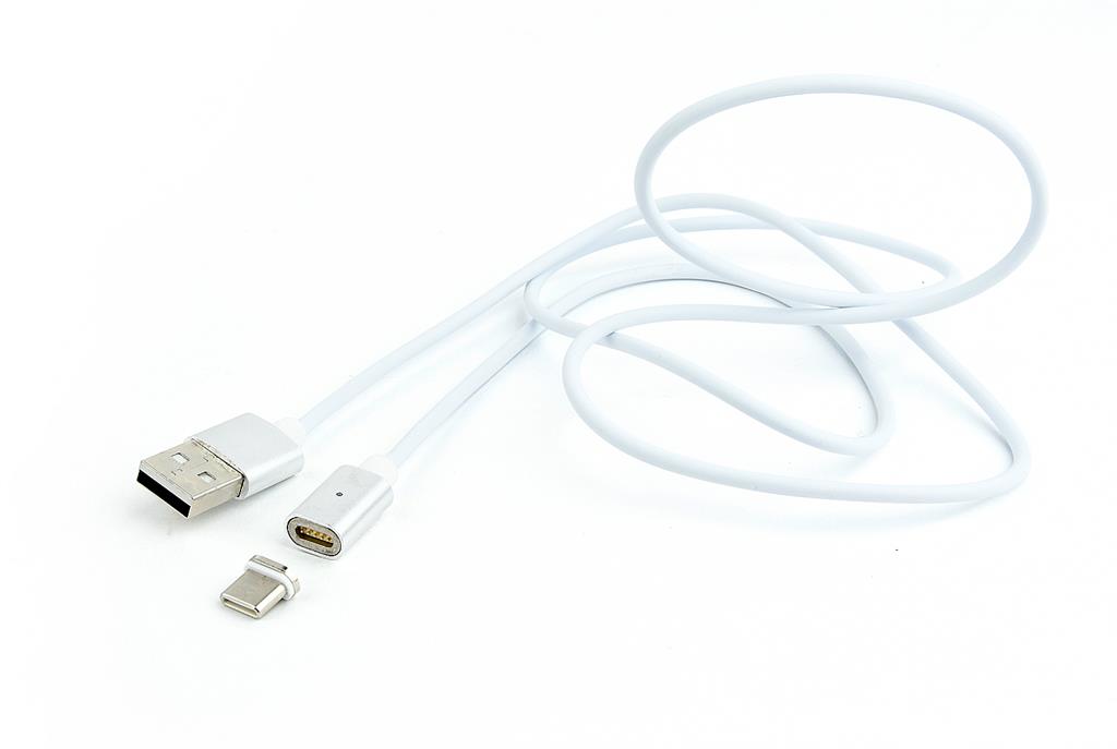 Gembird CC-USB2-AMUCMM-1M USB-A 2.0 (M) / USB-C (M), 1m, stříbrný Gembird kábel USB-C (CM) na USB 2.0 (AM), magnetický konektor, 1 m, strieborný