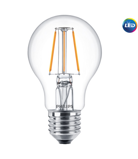 Philips LED žárovka E27 Classic Filament A60 4,3W 40W teplá bílá 2700K LED žárovka Philips E27 4,3W 2700K 230V A60 CL P347168