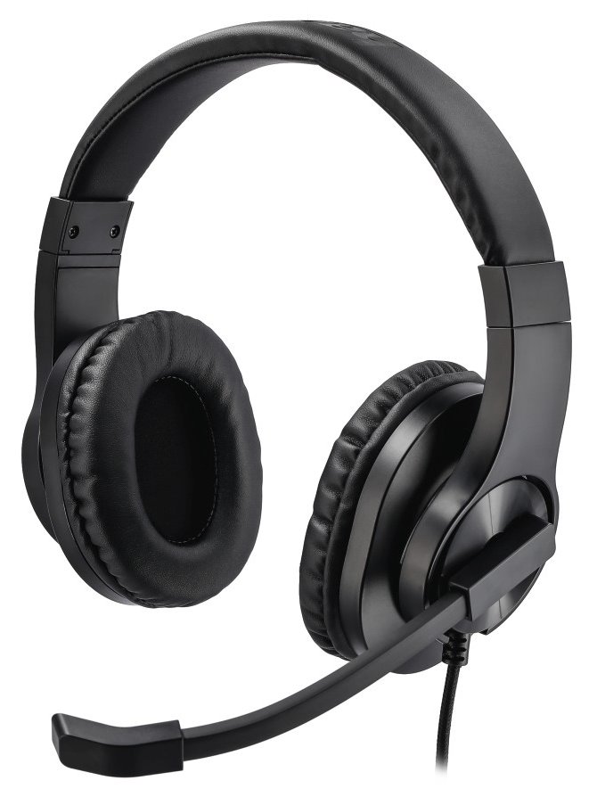 HAMA headset PC Office stereo HS-P300/ drátová sluchátka + mikrofon/ 2x 3,5 mm jack/ citlivost 100 dB/mW/ černý