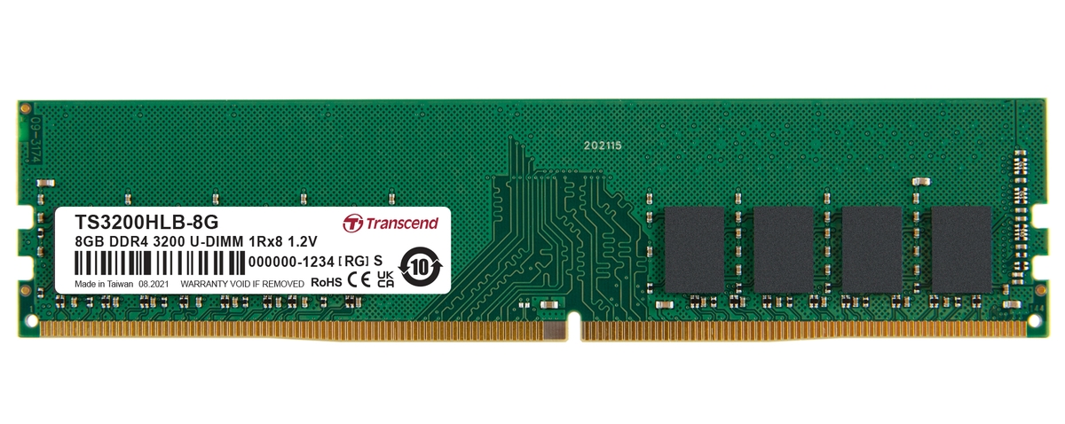 Transcend TS3200HLB-8G DIMM DDR4 8GB 3200MHz TRANSCEND 1Rx8 1Gx8 CL22 1.2V