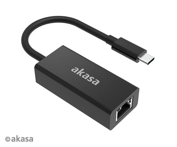 Akasa AK-CBCA29-15BK AKASA redukce USB-C na RJ45 (Ethernet), 2.5Gbps, 15cm