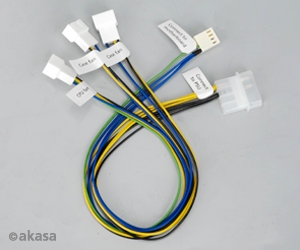 Akasa AK-CB002-KT02 AKASA kabel redukce pro ventilátory 1x 4pin PWM na 3x 4pin PWM, 2ks v balení